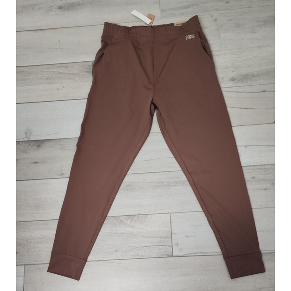 PINK Active Ultimate High Waist Skinny Jogger Pants Pull On Pockets Brown L